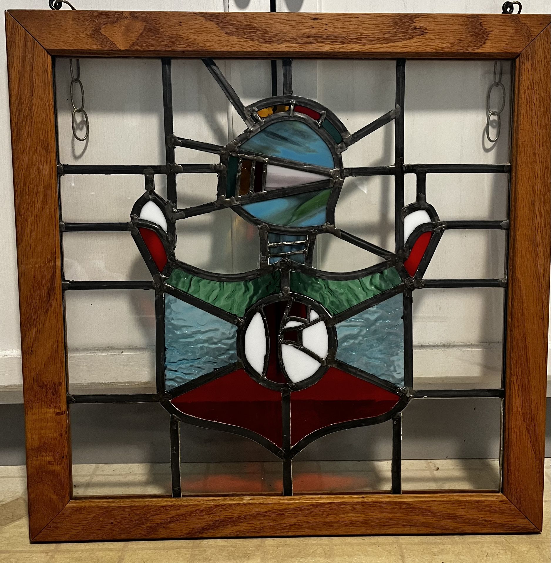 Vintage Hanging Stained Glass Window Art