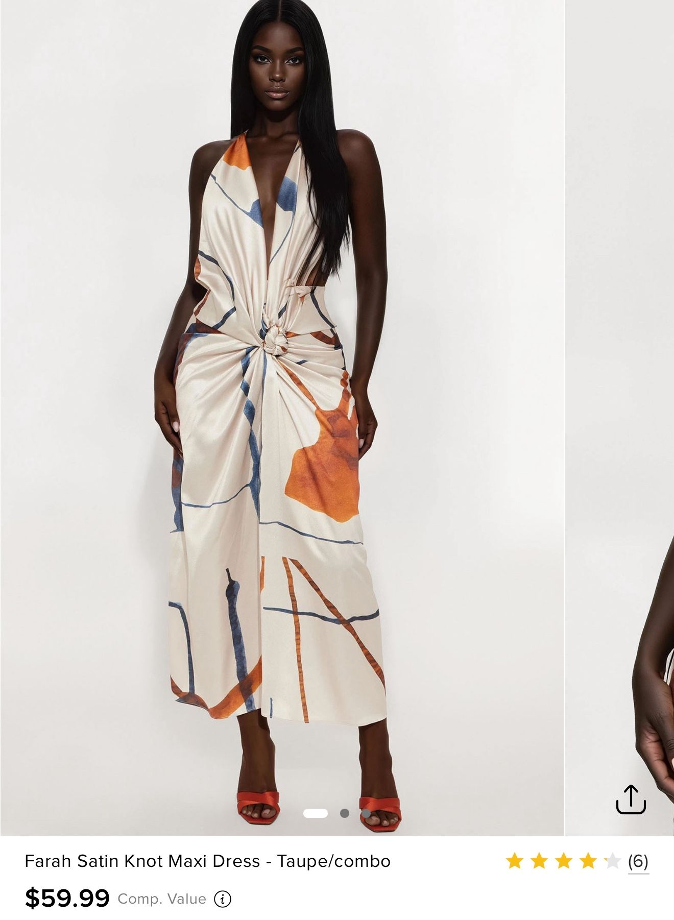 Fashion Nova Farah Satin Knot Maxi Dress