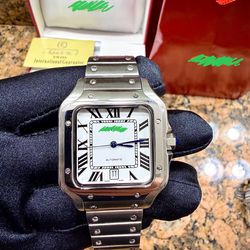 Silver Men’s Luxury Watch White Face 41MM