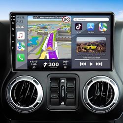Car Stereo Radio Jeep Grand Cherokee 2005-11, Commander Liberty 2008-2011, Wireless CarPlay Android Auto, 10.2” Touch Screen Head Units, Backup Camera
