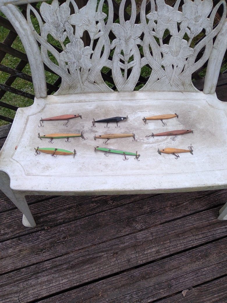 Nine Wood Fish Hooks