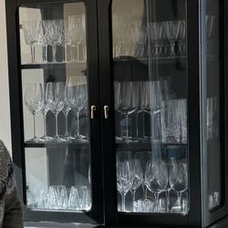 IKEA LOMMARP Cabinet With Glass Doors, Black