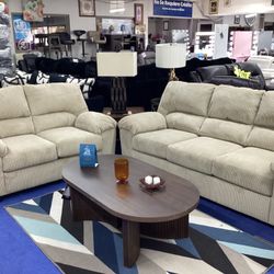 Beige Sofa And Loveseat 