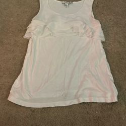 Women’s Summery White Ruffle Tank- Size Medium
