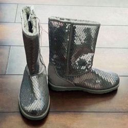 Little Girls Clothes And Shoes Brand New Toddler Silver Sequins Boots Size 1 Kids Great For A Christmas Present Gift 