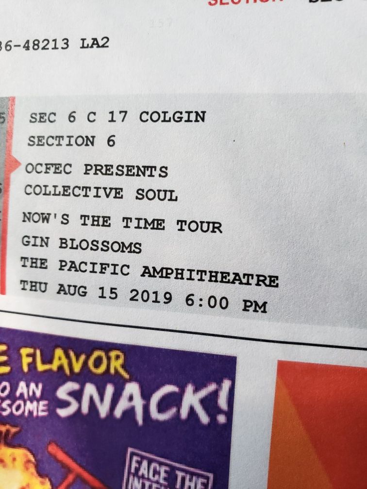 2 Tickets Collective Soul and Gin Blossoms $25 each