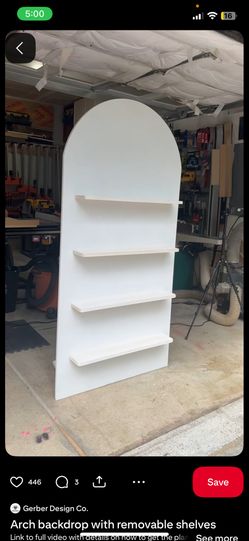 Wood Arched Backdrop with shelves