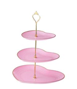 2 stand : Pink 3-Tier Heart Shaped Cake Stand, Sturdy Multi-Layer Dessert Candy Serving Platter, Elegant Decorative Fruit & Snack Display Tray, Perfec