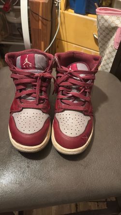 Jordan Air Jordan Mid Top Lace Up Athletic Sneakers Burgundy Gray Colorblock