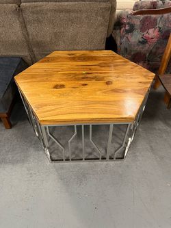 Metal and wood coffee table (in store)