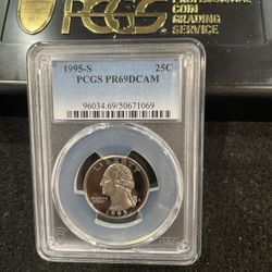 1995 S Gem Proof Washington Quarter Graded At PR69 With A Deep Cameo 1-17