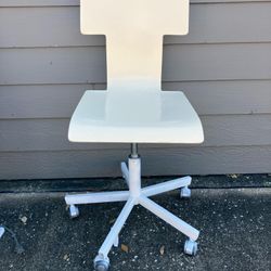 Retro Art Deco Style White Rolling Office Chair^