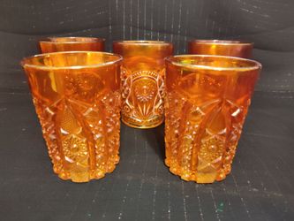Orange carnival glass cups