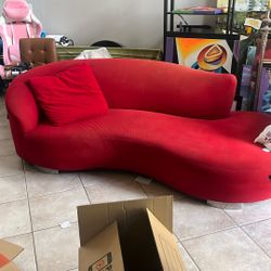 Red Microfiber Chaise 