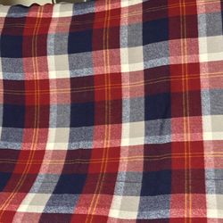 Red white blue plaid 53x53 fringed throw stadium blanket  Acrylic 