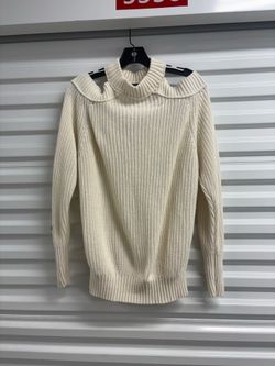 Free People Ivory Cotton Knit Mock Neck Cutout Pullover Sweater Women S