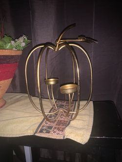 Gold Metal Pumpkin Tealight Candle Holder