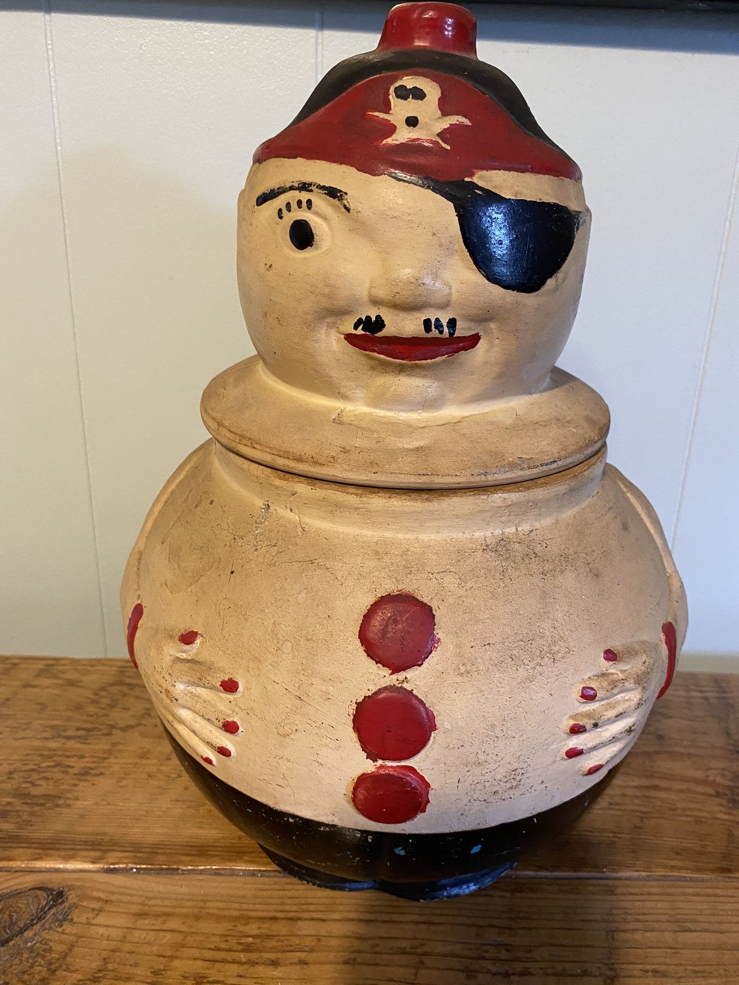 Antique American Bisque Cookie Jar - Jolly Pirate 1920’s