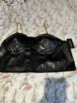Woman Plus Size Leather Halter Top,