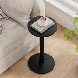 Black Round Pedestal Side Table