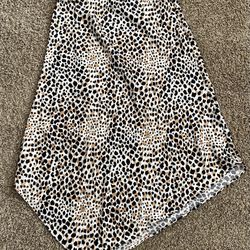 Satin Cheetah Print A Line Skirt