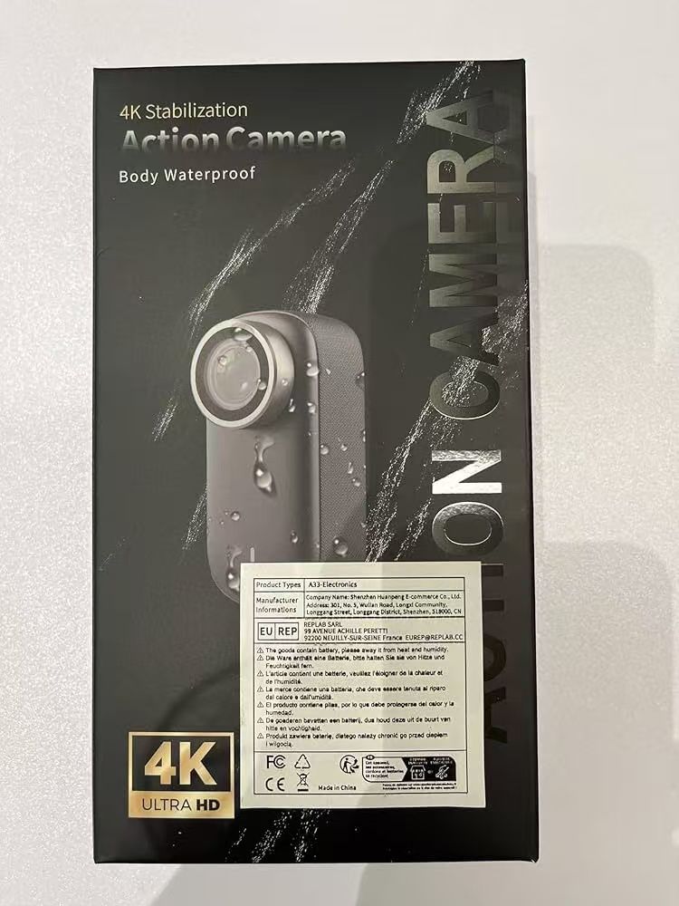 WiFi Action Camera 4K Waterproof Mini Action Cam 150° Small WiFi Sport Action Camera, Bicycle Motorcycle Helmet Camera with 1.3 Inch Display and Magne