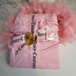 New Juicy Couture size Xlarge pink 3 Piece Velvet Jogger Pajama GiftSet Sleepwear