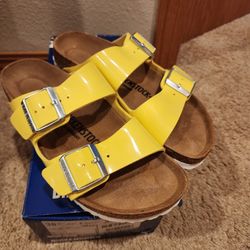 Women New Yellow Leather  Birkenstock Sandal Shoes 88