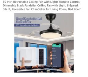 30 Inch Retractable Ceiling Fan with Lights Remote Control