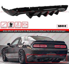 15-23 Dodge Challenger LED Gloss Black Rear Bumper Diffuser