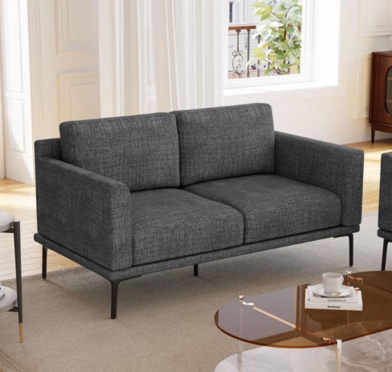 55.1" Sofa Couch, Modern Loveseat Sofa, Small Couches for Small Spaces, Couches for Living Room Bedroom Guest Room Apartment Resistant Studio Dorm, Lo