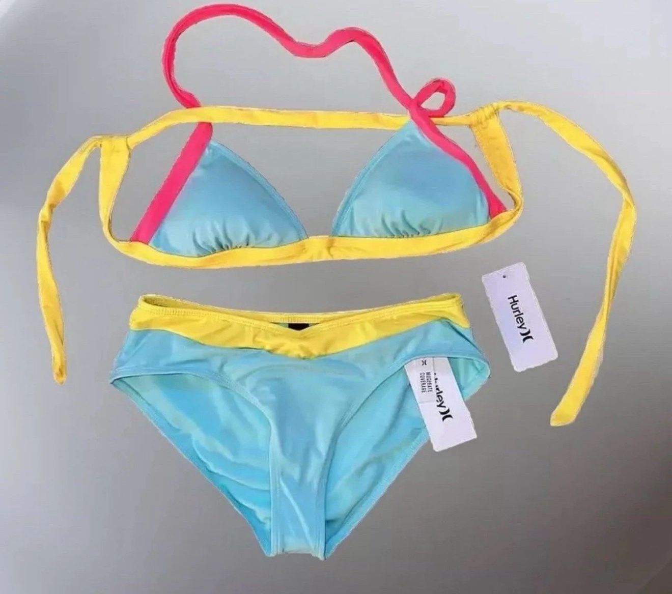 Women's HURLEY Multi Color Adjustable Two Piece Bikini Set Size M NWT