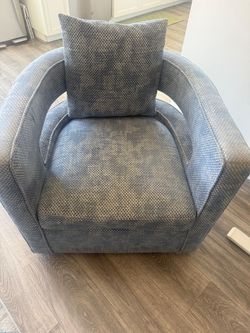 Modern Blue Swivel Accent Chair with Pillow