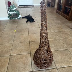 Art Deco Modern Tall Rattan Vase Decor