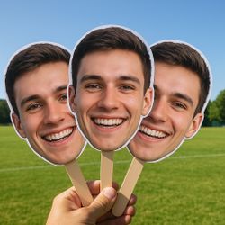 Face Fan Cutouts – 8” Head on Stick – Great for Sports & Events!
