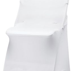 10 Pack White Folding Chair Covers for Party, Spandex Chair Covers for Wedding, Stretch Seat Cover 10 Pieces, Universal Fitted Polyester Slipcovers fo