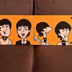 Handpainted The Beatles on solid wood. Pop art One of a kind.