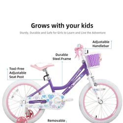😀 JOYSTAR Angel Girls Bike for Kids, Kids Bike with Training Wheels & Basket