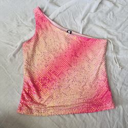 Vintage Forever 21 Pink Sequin One-Shoulder Top