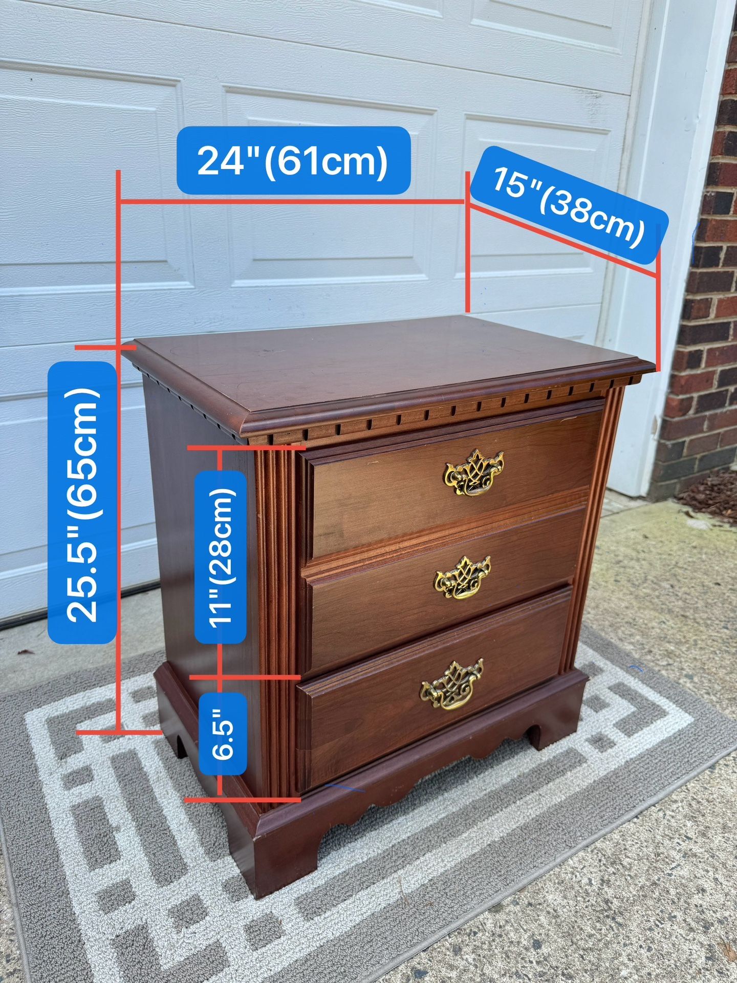 Bronze® Designer Wooden Copper Handle Bedside Table