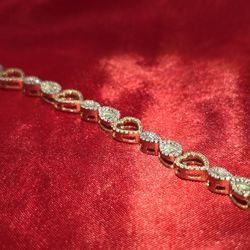 10k Yellow Gold Diamond Infinity Heart Bracelet 1.50 ctw