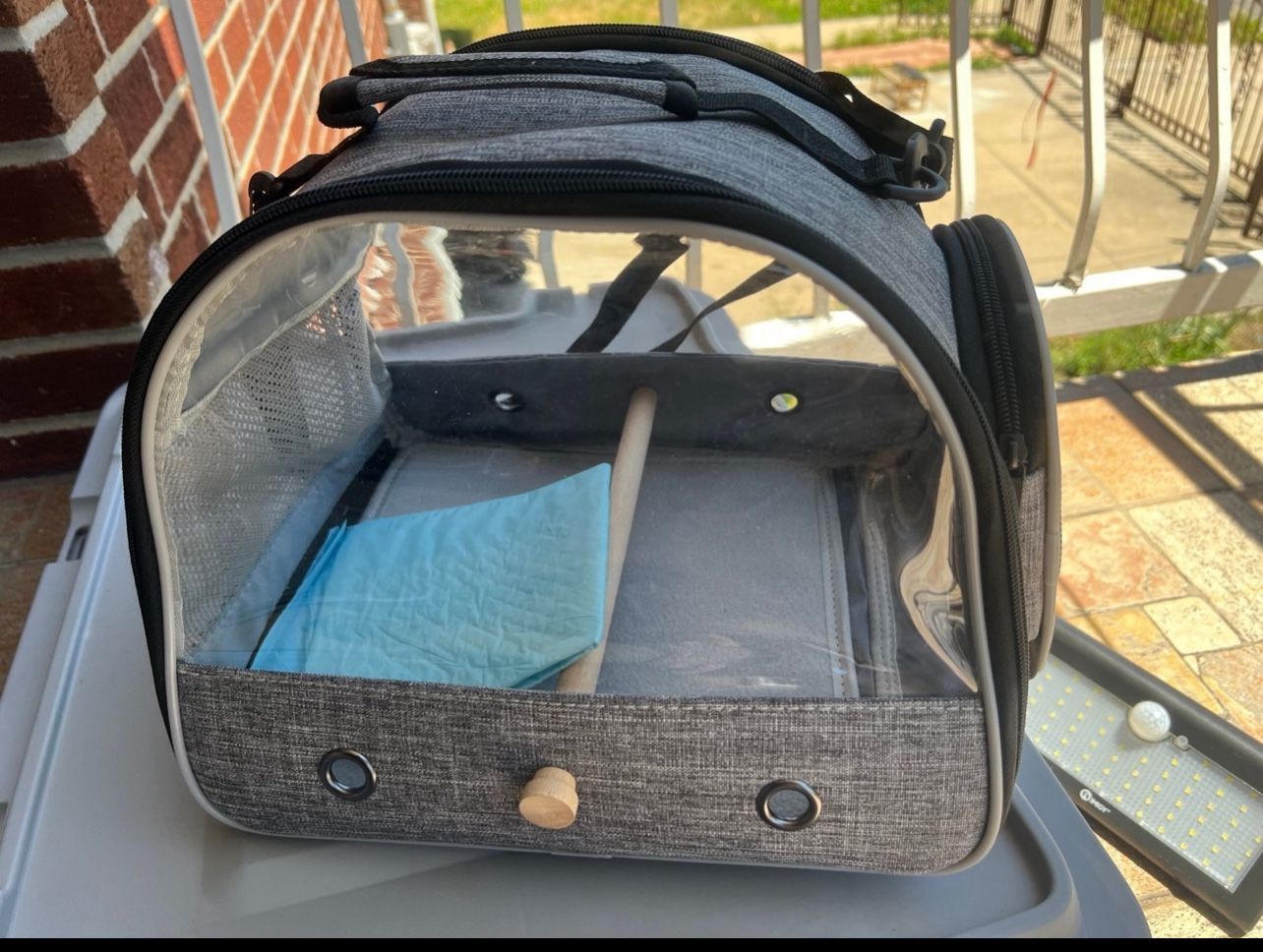 Pet carrier backpack can be used for bird (bird stand included )