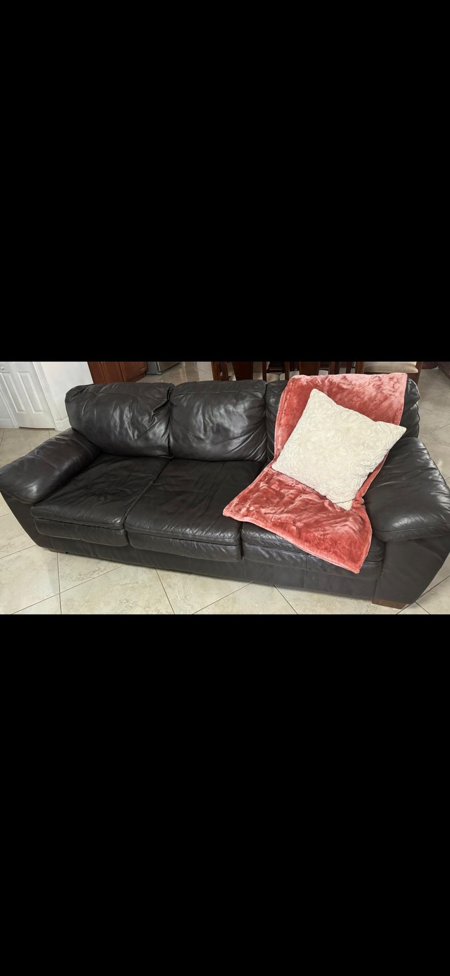Dark Leather Couch 