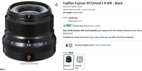 Fujifilm XF 23 f2 LENS ONLY