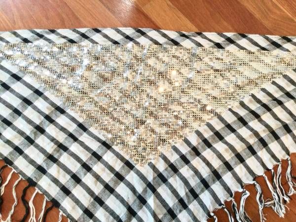 Black and White Triangle Scarf with Sparkles