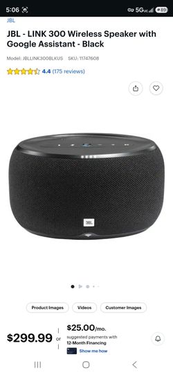 JBL - LINK 300 Wireless Speaker with Google Assistant - Black