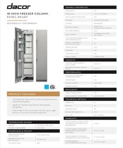Unopened box. Brand New DACOR 18’’ freezer column LH and  18’’ graphite kit for column