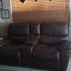 Brown Leather Couch 