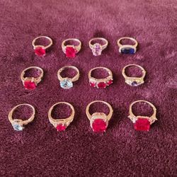 Wholesale Lot Silver 12 Cocktail Rings!!