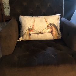 Pillows 10 x 17 one side has unicorns the other side has pink and white stripes